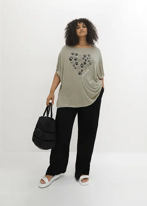 Bigshirt i lätt material med tryck, bonprix