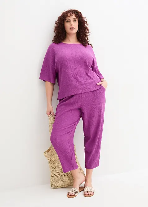 Ankellång jerseybyxa i ett strukturmaterial, bonprix