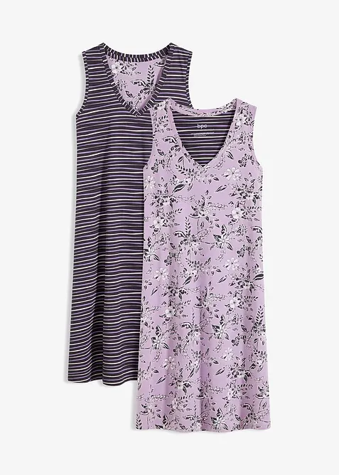 Kort nattlinne av ren bomull (2-pack), bonprix