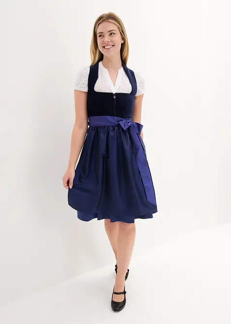 Dirndl med sammetlivstycke och satinf&ouml;rkl&auml;de (2 delar), bonprix