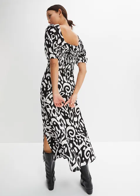 Klänning i jerseycrepe med lång slits, bonprix