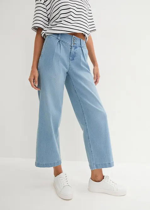 Wide Leg Jeans High Waist, med bekväm midja, bonprix