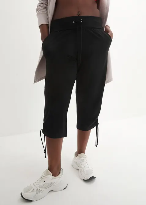 Capribyxa med rynkning i viskosmix, bonprix