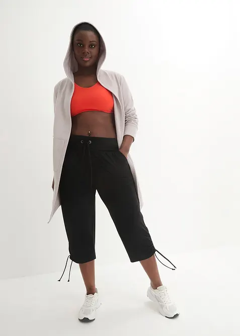 Capribyxa med rynkning i viskosmix, bonprix