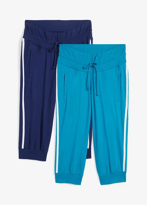 Joggingbyxa av bomull i caprimodell (2-pack), bonprix