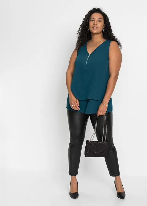 Linne med dragkedja och h&aring;llbar viskos, bonprix