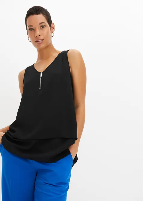 Linne med dragkedja och h&aring;llbar viskos, bonprix