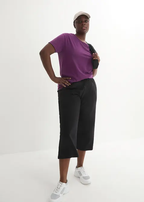 Vadlång joggingbyxa i ekologisk bomull, bonprix