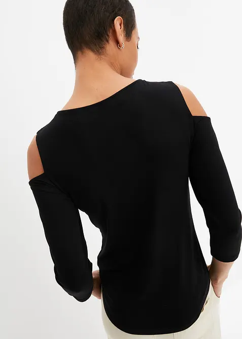 Cold shoulder-topp i följsam viskos, bonprix