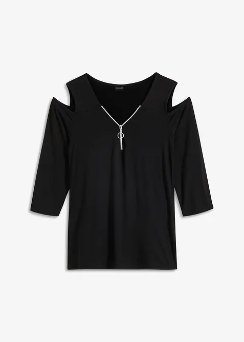 Cold shoulder-topp i följsam viskos, bonprix