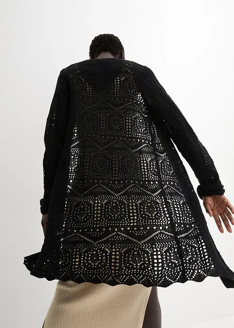 L&aring;ng h&aring;lm&ouml;nstrad cardigan, bonprix