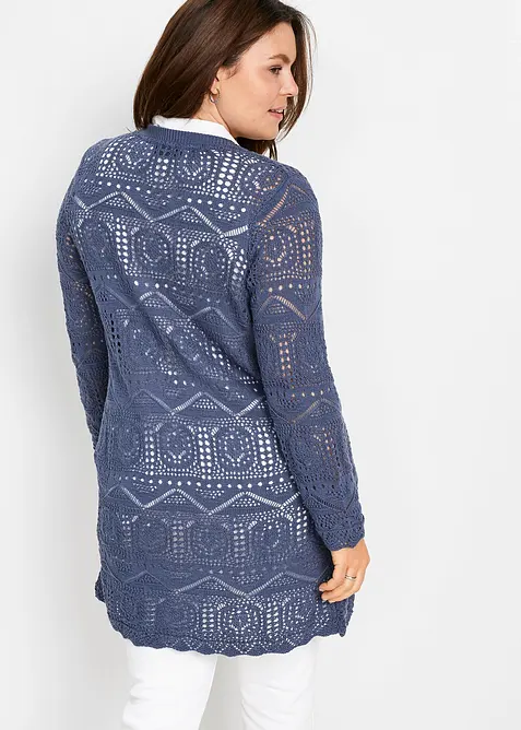 L&aring;ng h&aring;lm&ouml;nstrad cardigan, bonprix