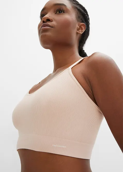 S&ouml;ml&ouml;s och ribbstickad Feel Comfort BH-topp, bonprix