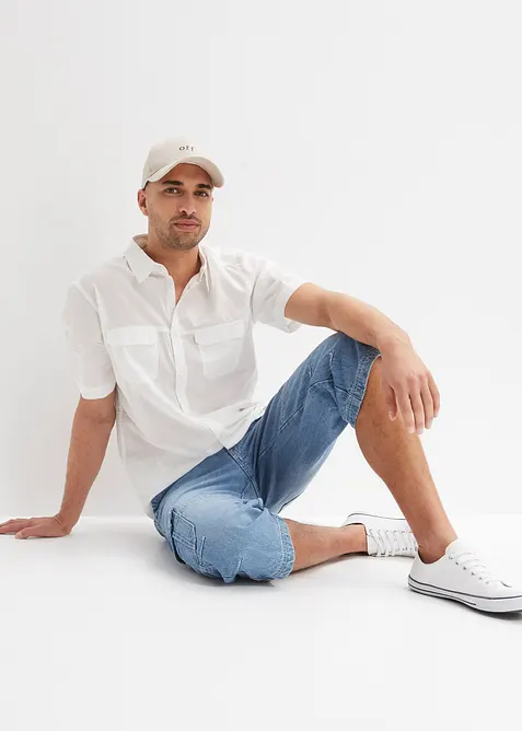 Regular Fit Stretch 3/4-Jeans med cargofickor, Straight, bonprix