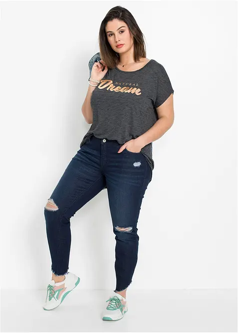 Lång topp med viskosandel, bonprix