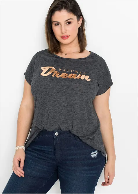 Lång topp med viskosandel, bonprix