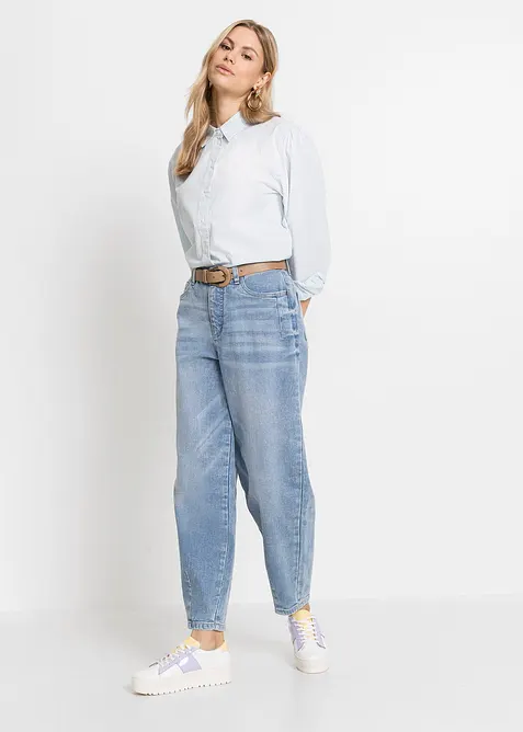 Barreljeans, High Waist, ekologisk bomull, bonprix