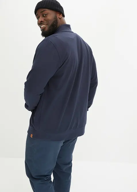 Sweatshirtjacka med ståkrage och detaljer i skinnimitation, bonprix