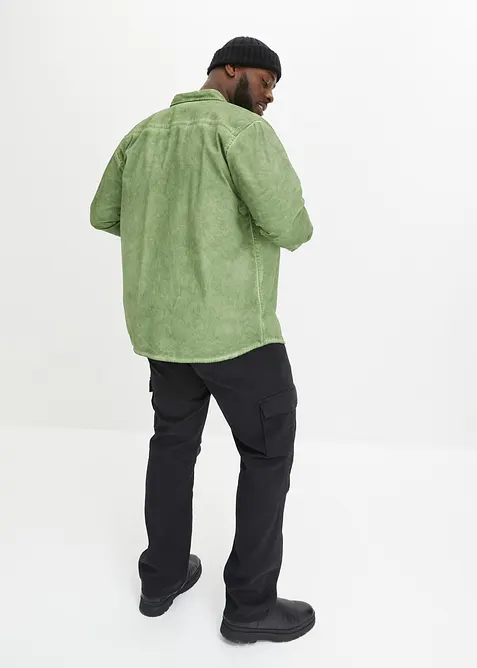 Långärmad bomullsskjorta med tvättad look, bonprix