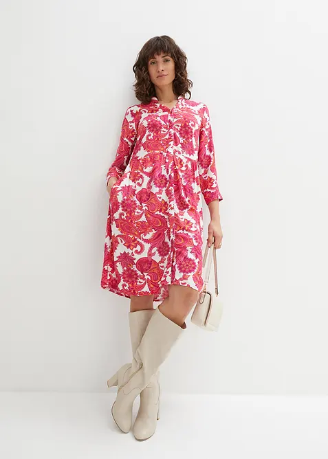 Skjortklänning i böljande viskos, bonprix