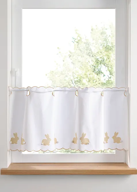 Caf&eacute;gardin med harar, ekologisk bomull, bonprix