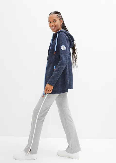 Stickad fleecejacka med huva, bonprix