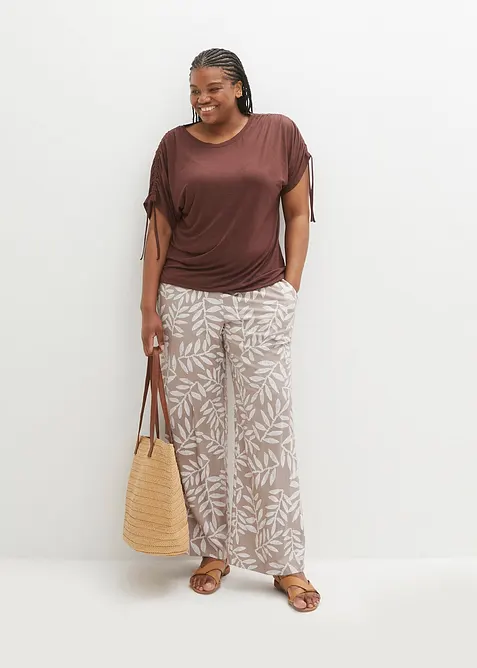 Viskostopp med rynkade &auml;rmslut, bonprix