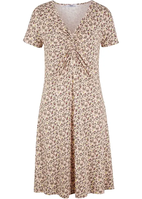 Figursmickrande jerseykl&auml;nning i viskos, kort&auml;rmad, bonprix