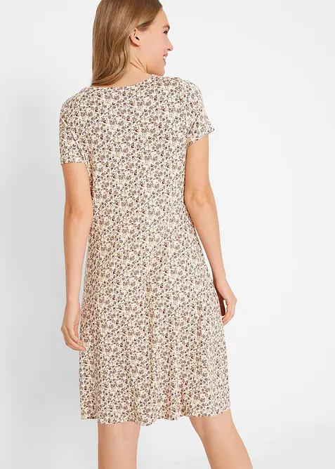 Figursmickrande jerseykl&auml;nning i viskos, kort&auml;rmad, bonprix