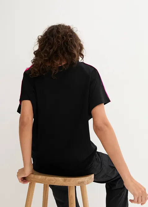 T-shirt av ekologisk bomull med neonf&auml;rgade r&auml;nder, bonprix