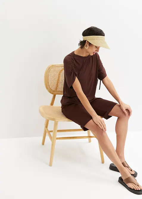 Viskostopp med rynkade &auml;rmslut, bonprix