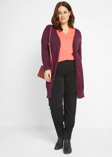 Vid lång topp med V-ringning (5-pack), kortärmad, bonprix