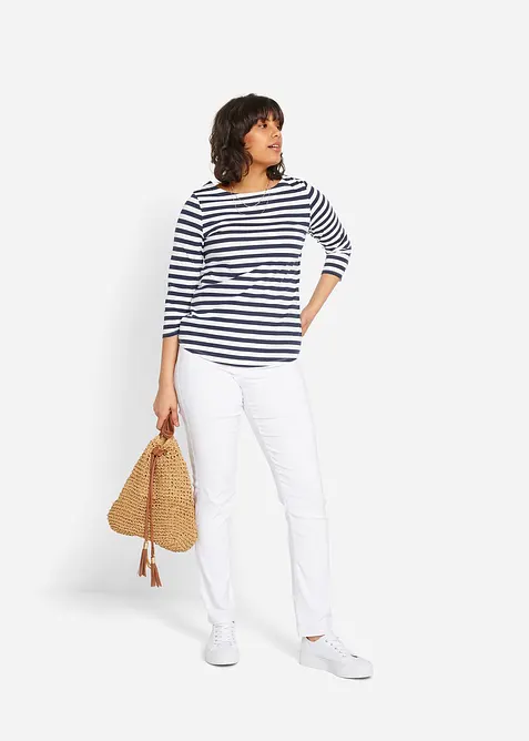 Stretchig bengalinbyxa, raka ben, bonprix