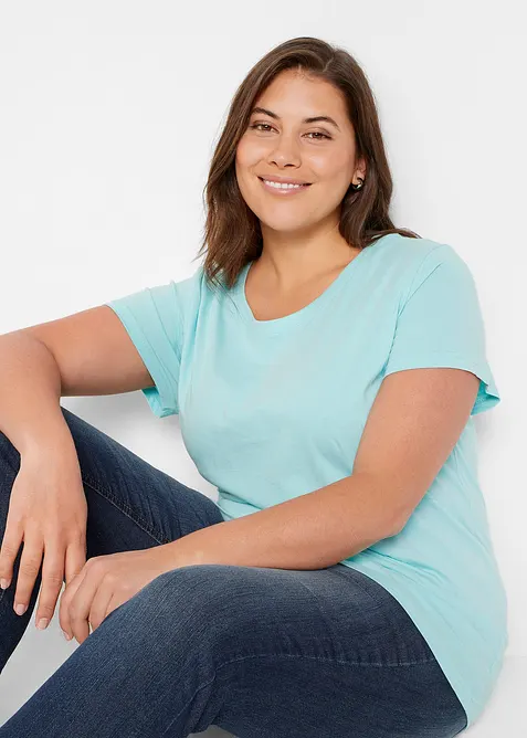 T-shirt med rund halsringning (5-pack), kort&auml;rmad, bonprix