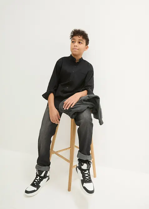 L&aring;ng&auml;rmad bomullsskjorta med uppvikbara &auml;rmar, bonprix