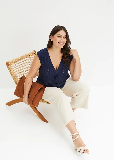 Linne med h&aring;lbroderi, bonprix