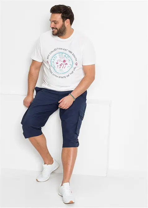 L&aring;nga shorts i cargomodell med luftig linnemix, normal passform, bonprix