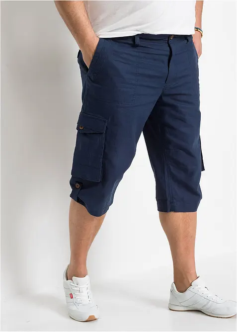 L&aring;nga shorts i cargomodell med luftig linnemix, normal passform, bonprix