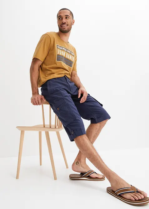 L&aring;nga shorts i cargomodell med luftig linnemix, normal passform, bonprix