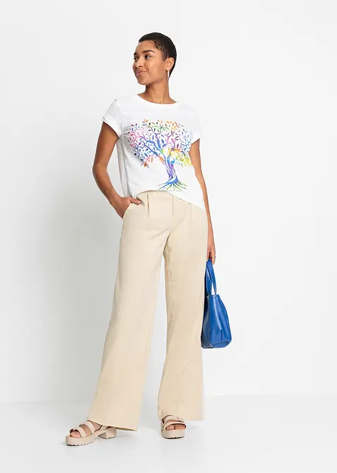 T-shirt med tryck, i ekologisk bomull, bonprix
