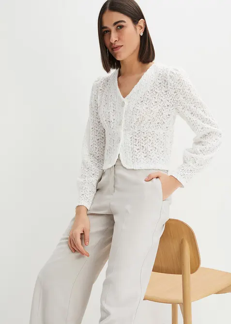 Cardigan med smyckesknappar, bonprix