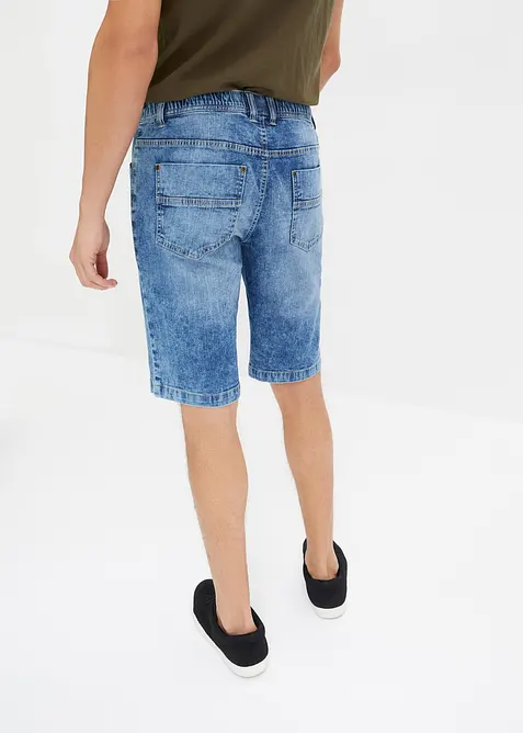 Dra på-bermudas i tunn denim, Slim Fit, bonprix