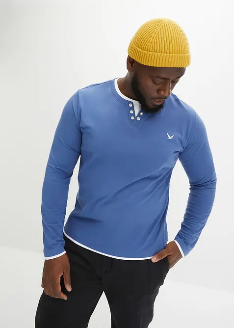 L&aring;ng&auml;rmad T-shirt med 2-i-1-look (2-pack), bonprix