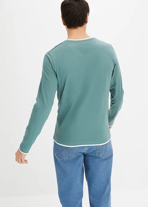 L&aring;ng&auml;rmad T-shirt med 2-i-1-look (2-pack), bonprix