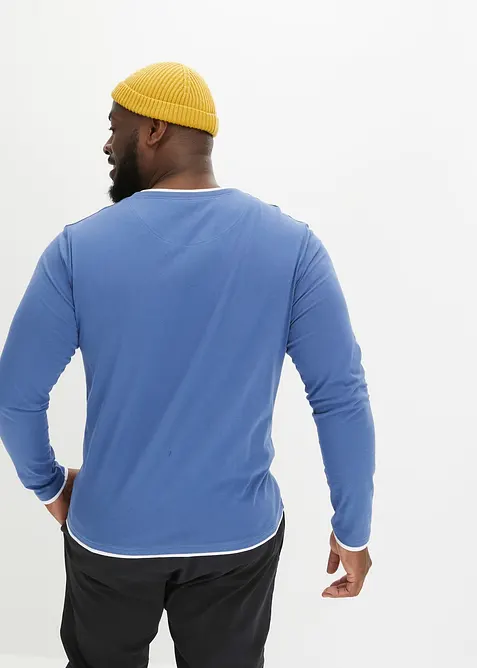 L&aring;ng&auml;rmad T-shirt med 2-i-1-look (2-pack), bonprix