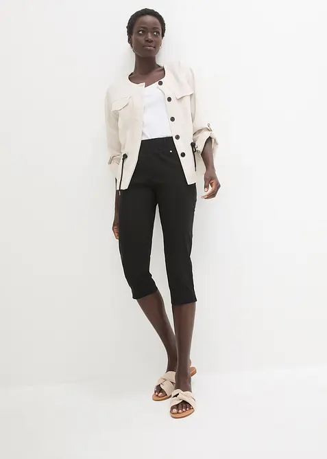 Stretchig capribyxa med res&aring;rmidja, bonprix