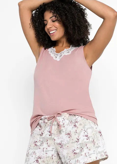 Kort pyjamas med spets, bonprix