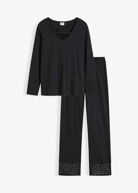 Pyjamas med mjuk mesh, bonprix