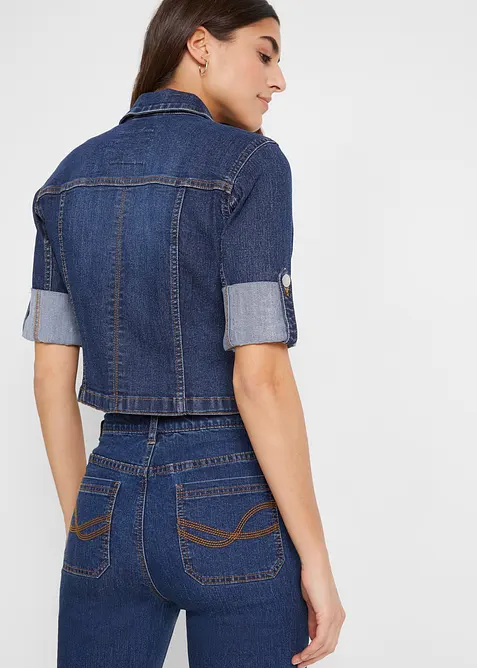 Kort jeansjacka med 3/4-&auml;rm, bonprix