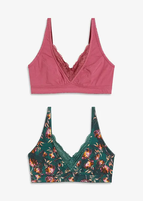 BH utan bygel i ekologisk bomull (2-pack), bonprix